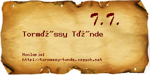 Tormássy Tünde névjegykártya